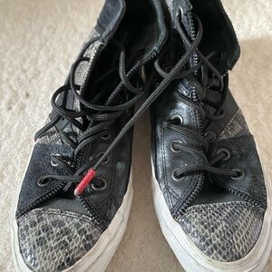 Converse Black High-Top Sneakers with Snakeskin Toe Cap